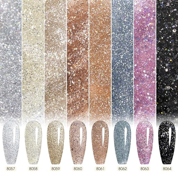 Champagne Silver Rose Gold Glitter Set-Hk