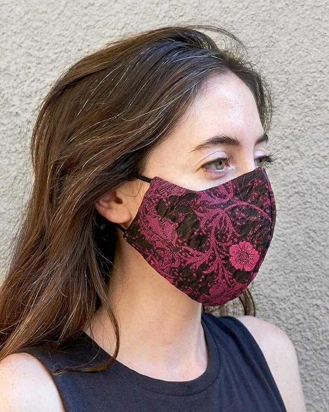 Megenta Floral Lurex Mask