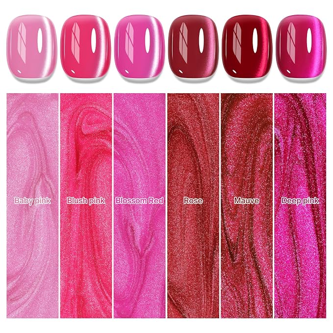 6 Colors Neon Pink Cat Eye Gel