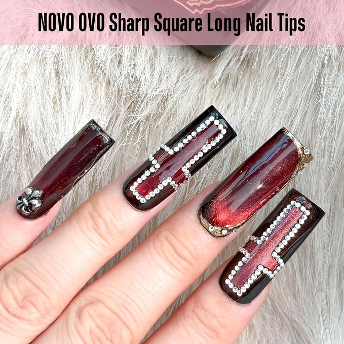 Long Sharp Square Clear Nail Tips 180