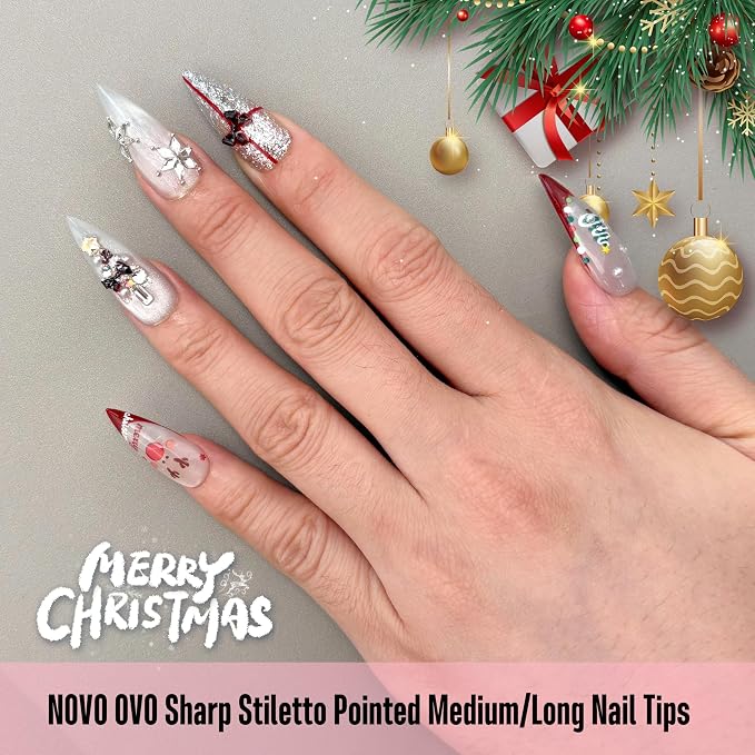 Medium or Long Clear Sharp Stiletto Nail Tips 480