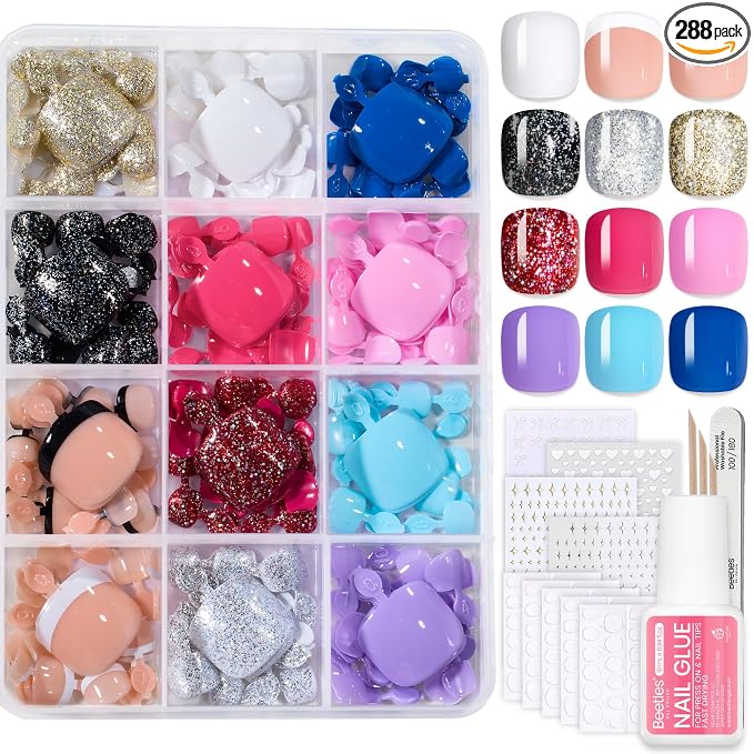 G - ToeNails Kit | Short Squoval | Toenails 288PCS