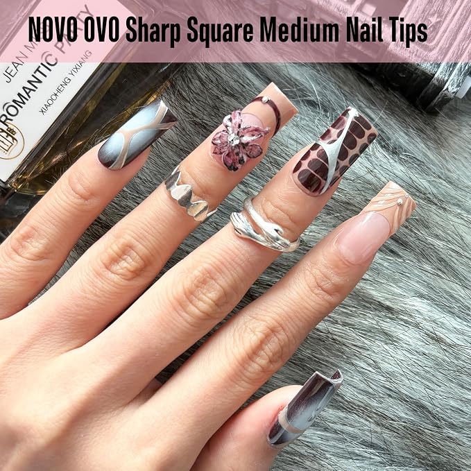 Medium Sharp Square Clear Nail Tips 450