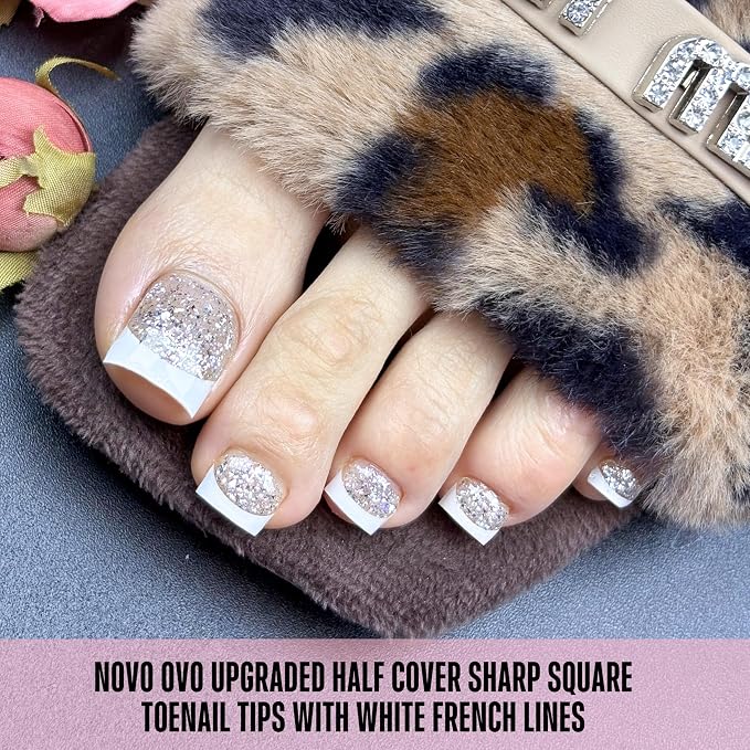 Half Cover Toe Nail Tips White French Tip