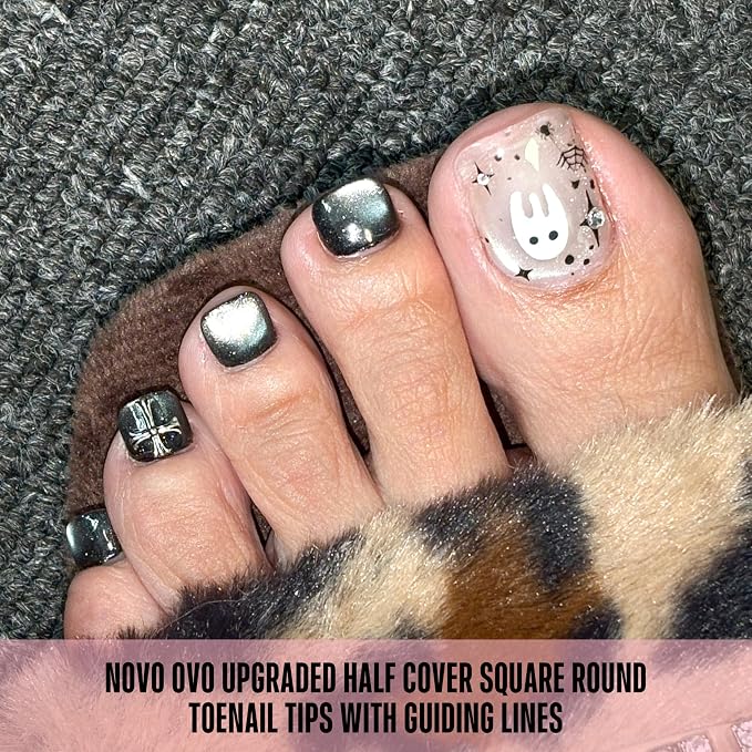Square Round Toe Nail Tips Half Cover 300