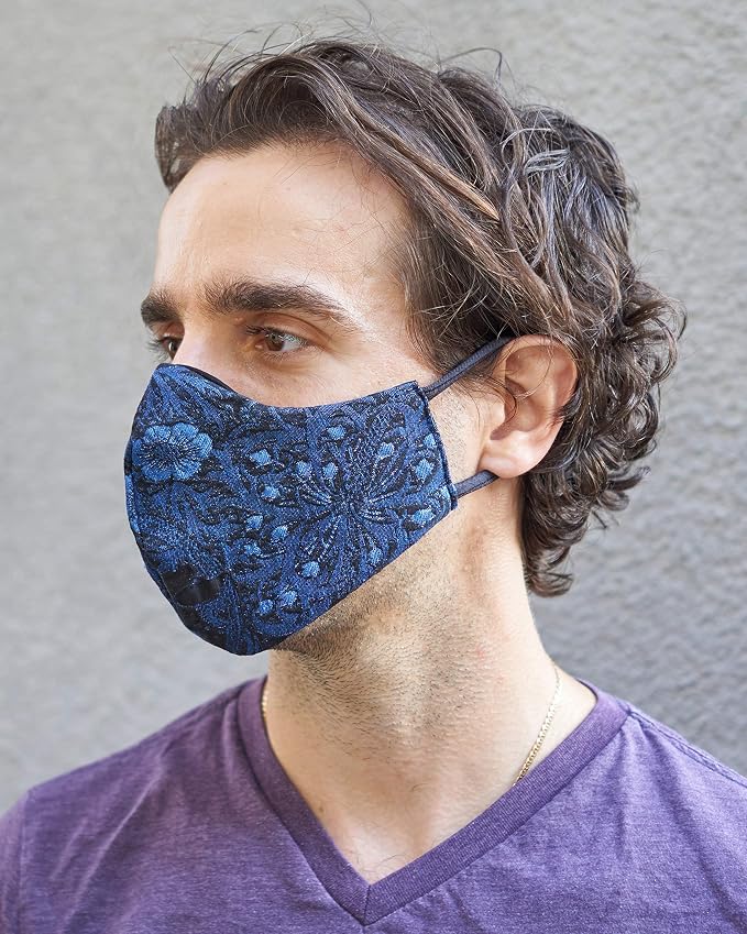 Blue Floral Lurex Mask