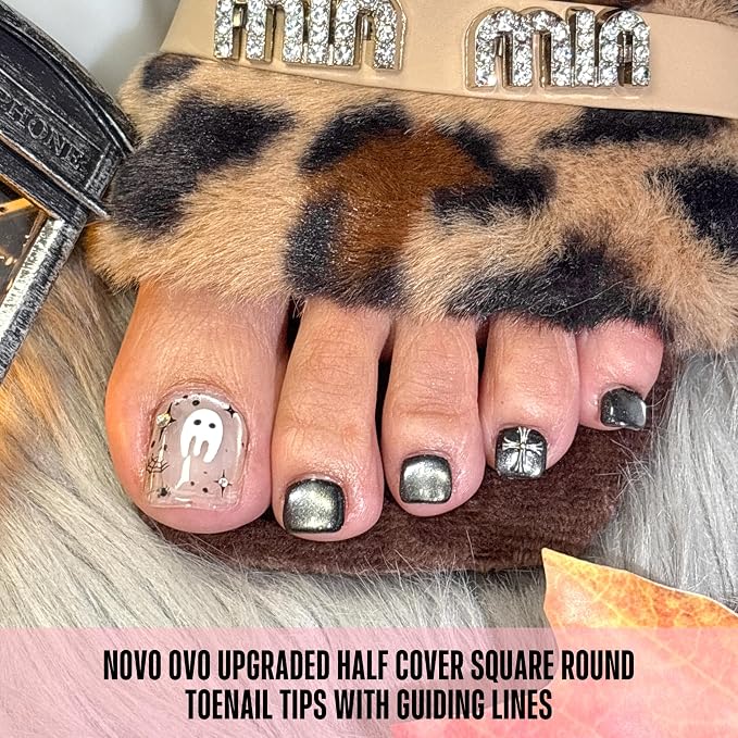 Square Round Toe Nail Tips Half Cover 300