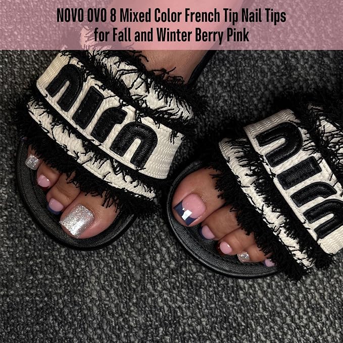 Sharp Square Toe Nail Tips BERRY PINK 8 color for winter