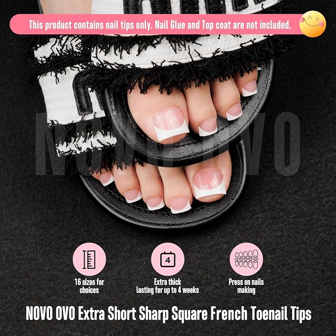Extra Short Sharp Square Toe Nail Tips White French Tip Berry Pink