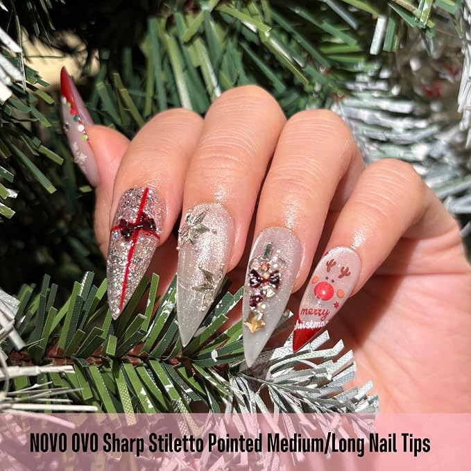 Medium or Long Clear Sharp Stiletto Nail Tips 480
