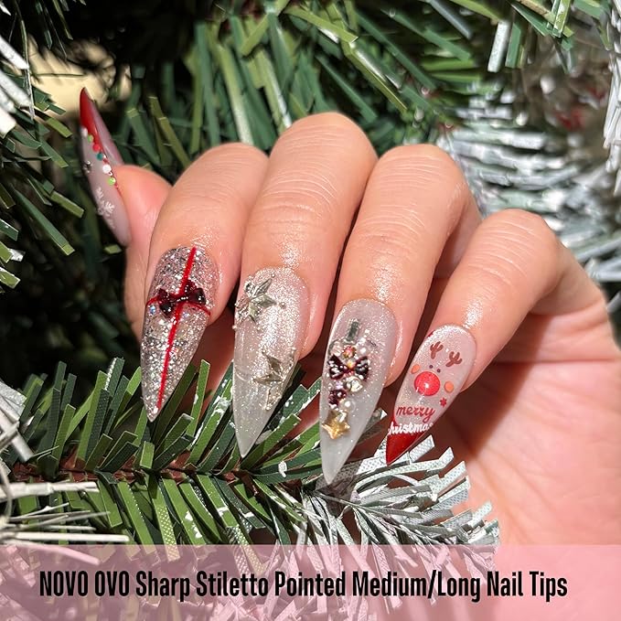 Medium / Long Clear Sharp Stiletto Nail Tips 224
