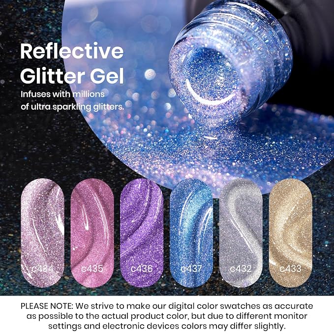 0-0-6 Colors Holographic Gel Polish Kit